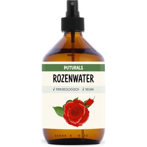 Puturals Rozenwater 100% Biologisch - 500ml - Puur en Vegan - Rozenwater voor Gezicht en Haar - Zonder Alcohol