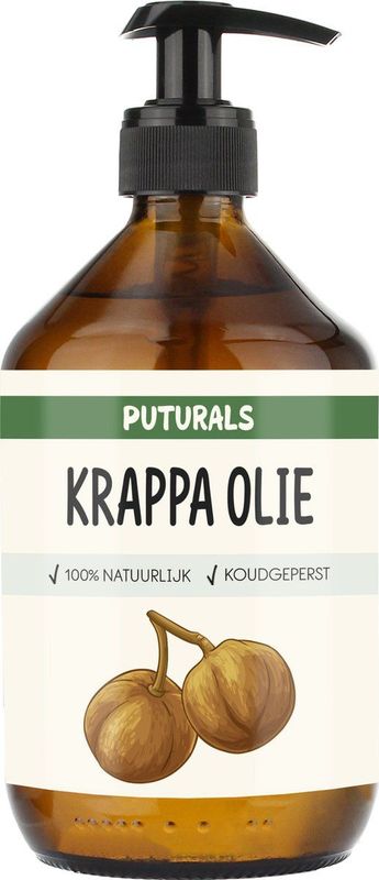 Puturals Krappa Olie 100% Biologisch - 500ml - Koudgeperst en Puur - Krappa Olie voor Haar en Huid