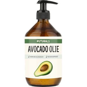 Puturals Avocado Olie 100% Biologisch - 500ml - Koudgeperst en Puur - Avocado Olie voor Haar, Huid en Gezicht
