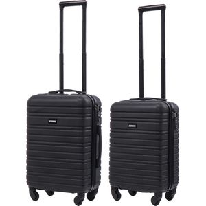 BlockTravel kofferset 2 delig ABS handbagage met wielen afneembaar 29 en 39 liter - inbouw TSA slot - zwart