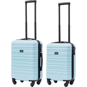 BlockTravel kofferset 2 delig ABS handbagage met wielen afneembaar 29 en 39 liter - inbouw TSA slot - licht blauw
