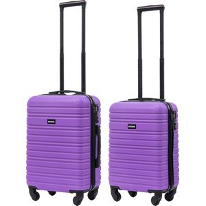 BlockTravel kofferset 2 delig ABS handbagage met wielen afneembaar 29 en 39 liter - inbouw TSA slot - paars