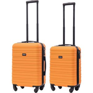 BlockTravel kofferset 2 delig ABS handbagage met wielen afneembaar 29 en 39 liter - inbouw TSA slot - oranje