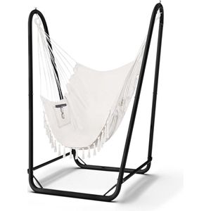 Hangstoel met Standaard - 158KG - Zwart - Katoen - Eistoel - Hangmat Stoel