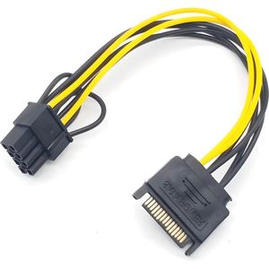 15-Pin Male SATA to 6-Pin Pcie video card Power kabel - Interne voeding