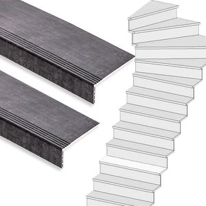 Traprenovatie set - 1 kwart draai - 14 treden SPC toplaag Beton zwart
