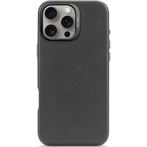 DECODED Leren Hoesje voor iPhone 16 Pro Max, Gemaakt van Premium ECCO Leer, MagSafe-Compatibel Case, Valbescherming, Krasbestendige Telefoonhoes, Metalen Knoppen, Stevige Grip, Zwart