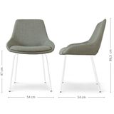 Nolon Nora-Isa Eetkamerstoel Groen - Stof - Wit Onderstel - Design - Scandinavisch - Comfortabel