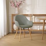 Nolon Nena-Mae Eetkamerstoel Groen - met Armleuningen - Stof - Houten Poten - Design - Scandinavisch - Comfortabel
