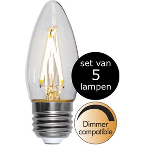 Star Trading - 5-Pack | LED - Kaars lamp - E27 - 2.5W - Extra Warm Wit - 2700K - Dimbaar