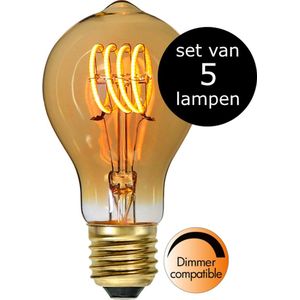 Star Trading - 5-Pack | LED - Bol Standaard- Edison Lamp - E27 - 2.5W -Super Warm Wit - 2200K - Dimbaar