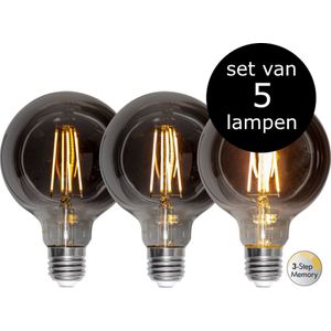 5-Pack | 3 standen - G95 Globelamp - E27 - 3.9W- Super Warm Wit - 2200K - Dimbaar