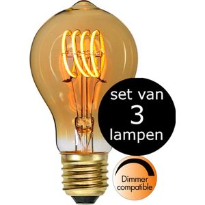 Star Trading - 3-Pack | LED - Bol Standaard- Edison Lamp - E27 - 2.5W -Super Warm Wit - 2200K - Dimbaar