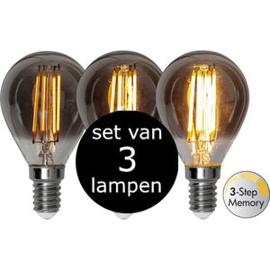 Star Trading - 3-Pack | LED - 3 standen - Standaard bol - E14 - 2.9W - Super Warm Wit - 2200K - Dimbaar