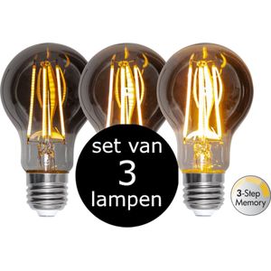 3-Pack | 3 standen - Standaard bol - E27 - 3.9W - Super Warm Wit - 2200K - Dimbaar