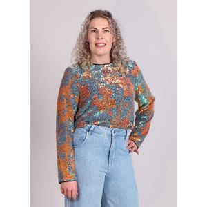 Studio Amaya Lio top pailletten blauw goud