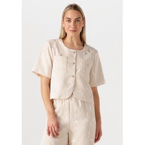 AMAYA Amsterdam Blouse Beige - Korte Mouwen en Ronde Hals