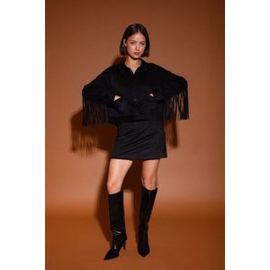 Studio Amaya - Ilva - Jasje - Zwart - Vegan Suède - Franjes