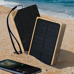 MikaMax Solar Bamboo Speaker - Draadloze Bluetooth Speaker - Compact en Lichtgewicht - Zonnepaneel Opladen - Duurzaam en Stijlvol