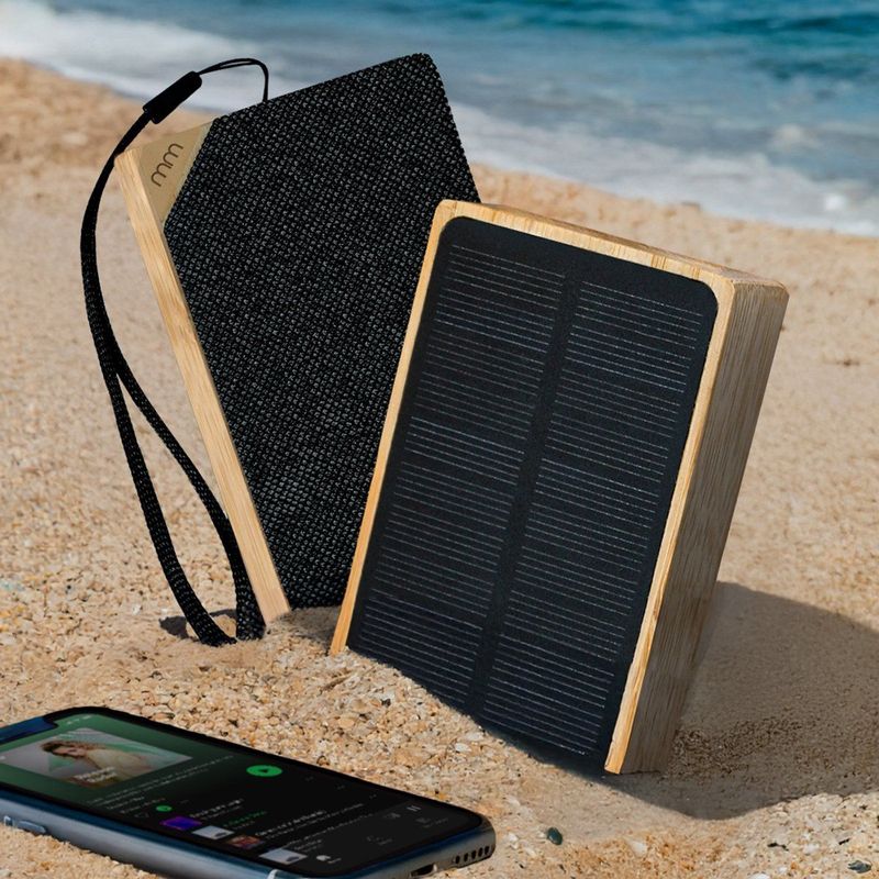 MikaMax - Solar Bamboo Speaker - Draadloze Bluetooth Speaker - Bamboe - Duurzaam