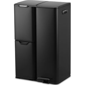 Simpli-Magic 60 Liter / 16 Gallon Rechthoekige Handsfree Dual Compartiment Recycling Keuken Stap Prullenbak Met Soft-Close Deksel, Geborsteld Roestvrij Staal