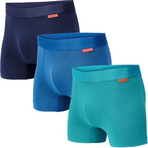 Undiemeister Boxershort multipack - Boxershort heren - Ondergoed - Gemaakt van Mellowood - Onderbroek mannen - Boxer briefs - Blauwtinten - 3-Pack - XXL
