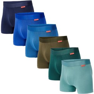 Undiemeister Boxershort Heren - Blauw & Groen - 6-Pack - Mellowood Tencel - Ademend, Anti-Bacterieel & Naadloos Ondergoed - Premium Onderbroeken Heren - Maat L
