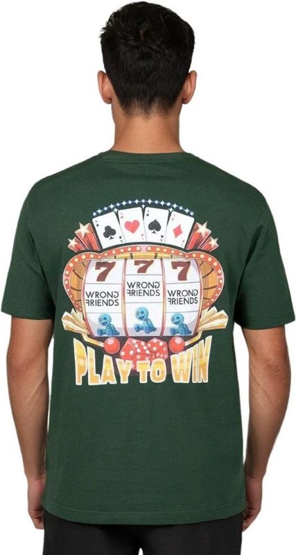 Wrong Friends - Sloan T-shirt - Donkergroen - Regular Fit - 100% Katoen