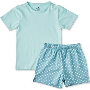 Little Label - Zomerpyjama - Aqua Groen - Korte Broek - Extra Zachte Bio-katoen