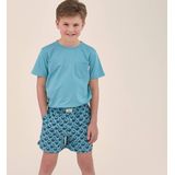 Little Label - Zomerpyjama - Donkerblauw - Katoen - Palm-Print