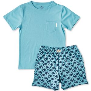 Little Label - Zomerpyjama - Donkerblauw - Katoen - Palm-Print