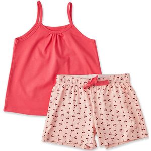 Little Label - shortama - Donkerroze - Meisjes Pyjama - Extra Zachte Bio-katoen