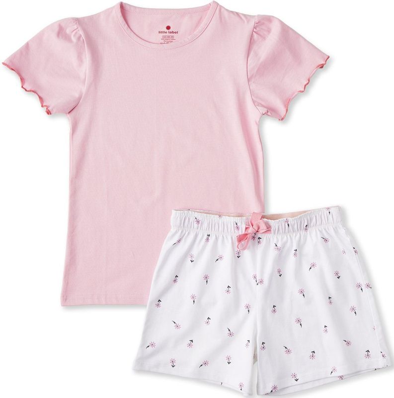Little Label - Zomer Pyjama - Wit - Bloemetjes - Extra Zachte Bio-katoen