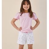 Little Label Pyjama Jongens Maat 92 - wit, blauw - Zachte BIO Katoen - Shortama - 2-delige zomer pyama jongens - Gestreept