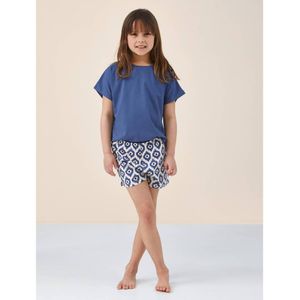Little Label - Shortama - Blauw - Voor Meisjes - Korte Mouwlengte