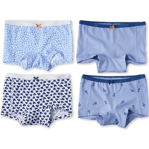 Little Label - Korte Broeken - Blauw Combi - 4 Pack - Extra Zachte Bio-Katoen