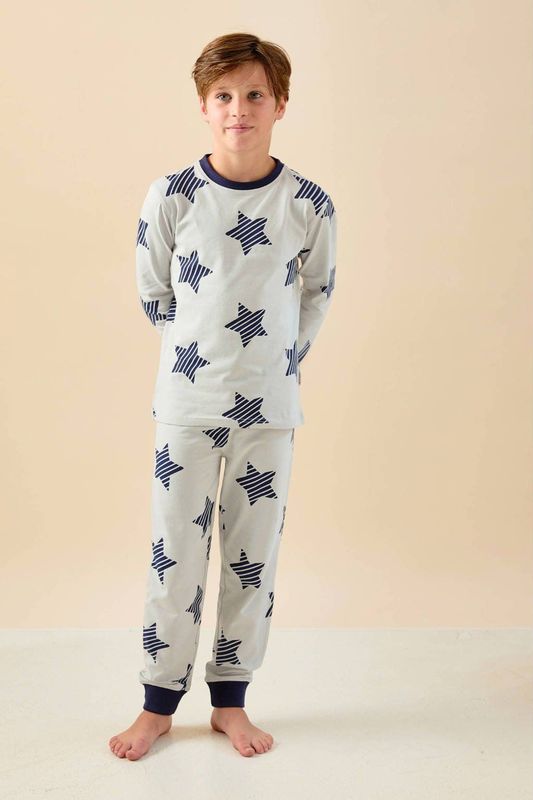 Little Label pyjama met all over print van biologisch katoen blauw
