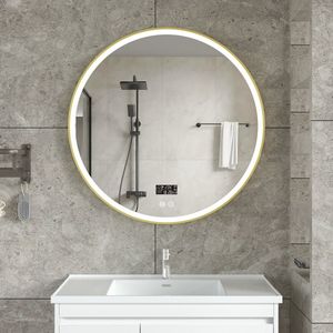 Bella Mirror - Badkamerspiegel - Rond - Gouden Frame - 80CM