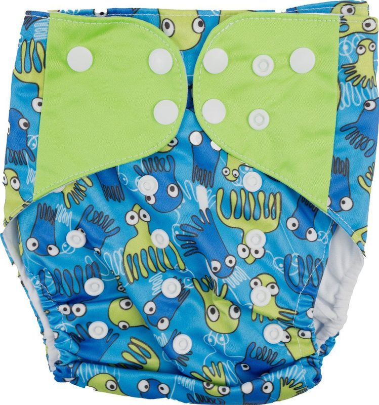 Honeybears – Zwemluier wasbaar – Baby zwemluiers – Wasbare & Verstelbare zwemluier – Zwemluier baby - Blauw/groen octopussen – 0-3 jaar