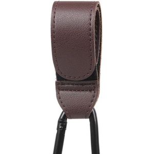 Honeybears – Kinderwagen tassenhaken – Tassenhanger - Leren haakjes voor tassen – Buggy haakjes – Set van 2 - Donkerbruin
