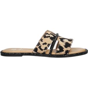 La Strada Sandaal Luipaard - Dames Slippers - Trendy Jeanslook - Zomer