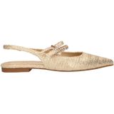 Sacha - Gouden Leren Slingbacks - Geel - Dames - Zwarte Neus