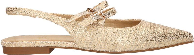 Sacha - Gouden Leren Slingbacks - Geel - Dames - Zwarte Neus