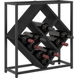 Wijnrek - Zwart Eiken - Hout en Metaal - Ruime Opslag