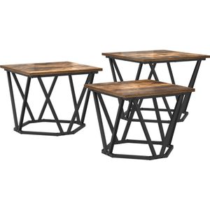 vidaXL - Bijzettafels - 3 Stuks - Bewerkte Hout - Gerookt Eikenkleurig