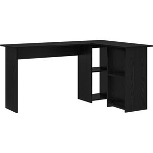 Hoekbureau - Zwart Eiken - Stevig Hout - Modern Uiterlijk