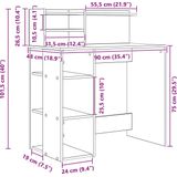vidaXL Bureau - Sonoma Eiken - Gelaagd Hout - 90x48x101,5 cm