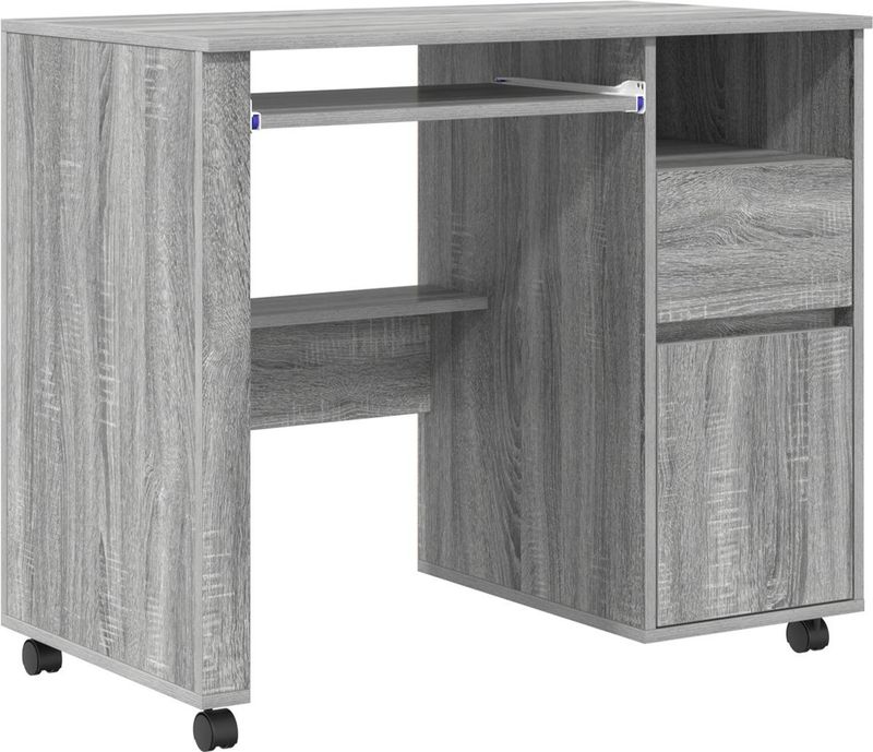 vidaXL Bureau - Grijs Sonoma - Gelaagd Hout - 91x50x77 cm