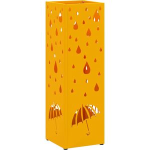 vidaXL - Paraplu Houder - Mosterdgeel - Staal - Compact Ontwerp