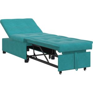 vidaXL Slaapbank 3-in-1 - Turquoise - Fluweel - Uittrekbaar